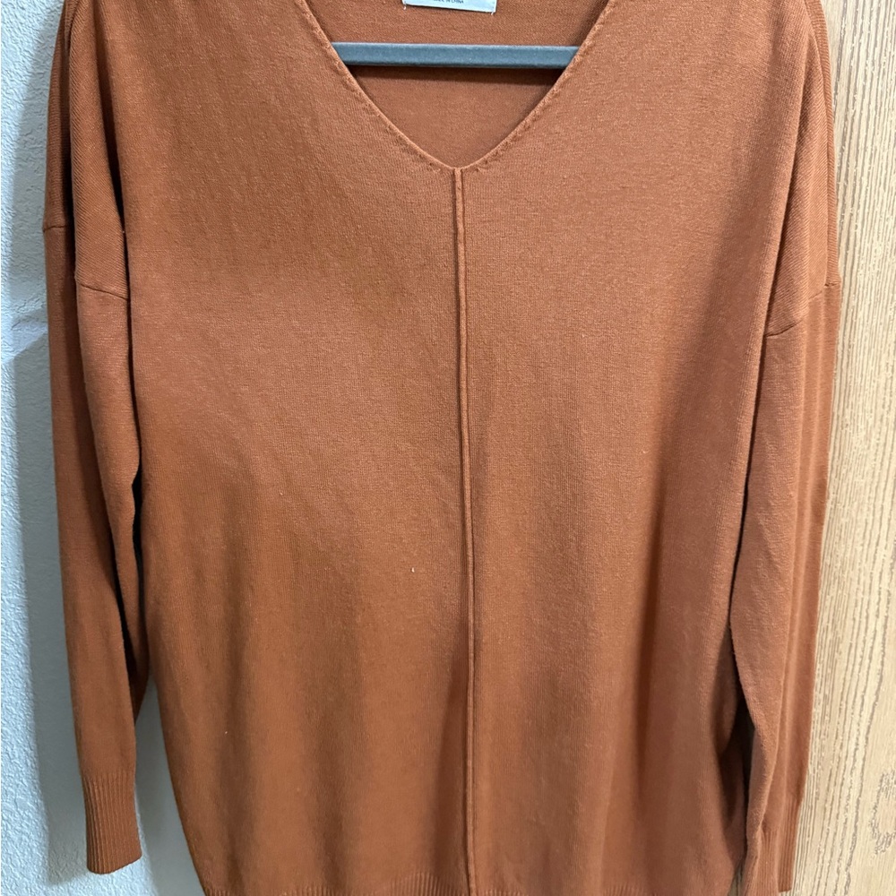 Zenana Outfitters V-Neck Sweater - Warm Brown
